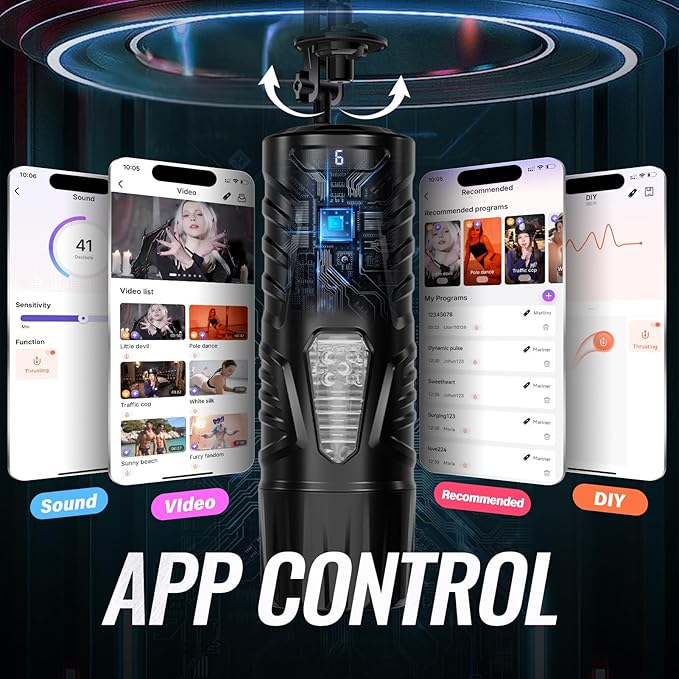 Férfi maszurbátor szexuális játékok férfiaknak – EINSEO felnőtt játék 7 lökő és forgó üzemmód fogantyúval, telefontartóval és tapadókoronggal, automatikus péniszpumpa APP vezérlésű férfi simogató, kéz nélküli szexgép