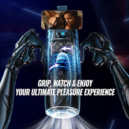 Férfi maszurbátor szexuális játékok férfiaknak – EINSEO felnőtt játék 7 lökő és forgó üzemmód fogantyúval, telefontartóval és tapadókoronggal, automatikus péniszpumpa APP vezérlésű férfi simogató, kéz nélküli szexgép